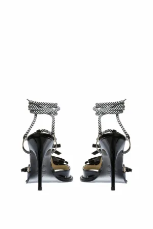 ankle-tie bow stiletto sandals
