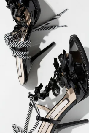 ankle-tie bow stiletto sandals