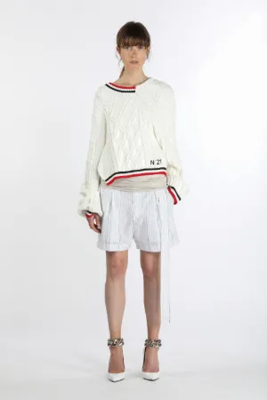 Asymmetric Cable-Knit Sweater