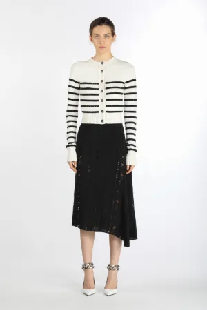 asymmetric lace-panel skirt