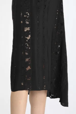 asymmetric lace-panel skirt