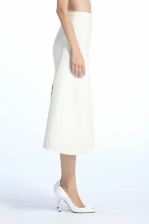 asymmetric panelled midi skirt