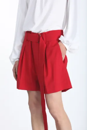 belted pleated shorts