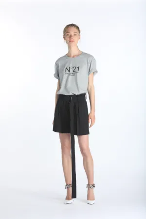 belted pleated shorts