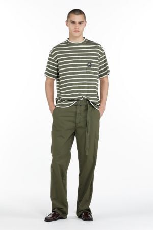 Belted Straight-Leg Cotton Trousers
