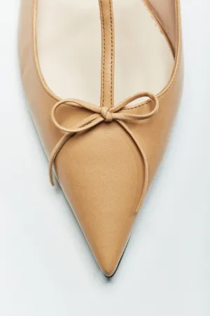 bow-detail pointed ballerina shoes