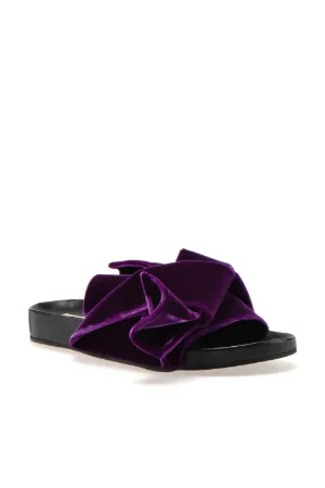 bow-embellished velvet mules