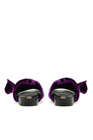 bow-embellished velvet mules