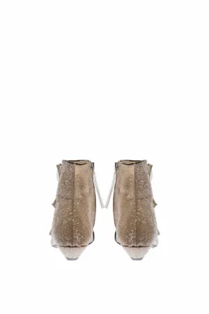 buckled glitter and patent-leather boots