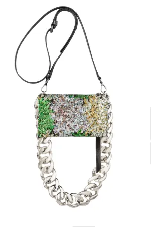 Bustina Small Chunky Chain-Embellished Sequin Bag