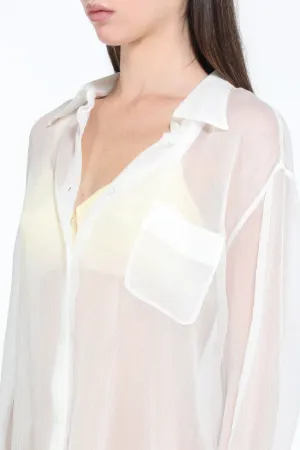 Camicia Trasparente in Seta bianco N 21 Online Store Ufficiale