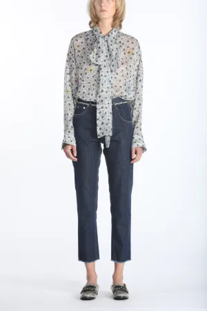 chain belt cropped jeans