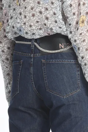 chain belt cropped jeans