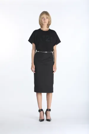chain-belt pencil skirt