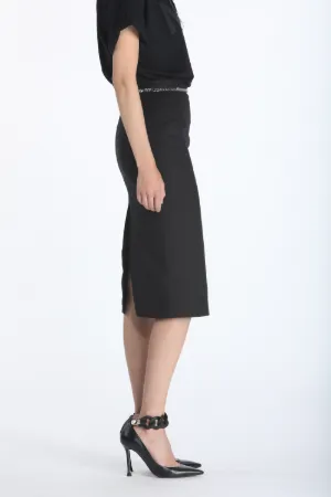 chain-belt pencil skirt