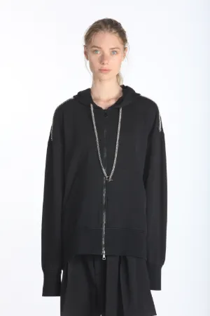 chain-detail long-sleeve hoodie
