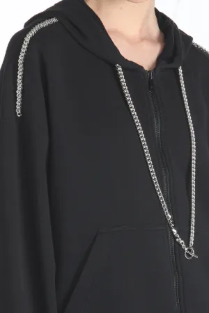 chain-detail long-sleeve hoodie