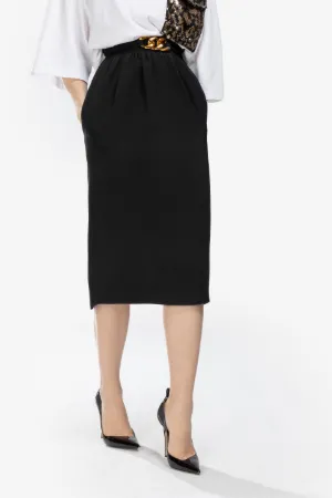 chain-detail pencil skirt