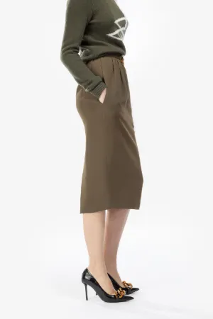 chain-detail pencil skirt