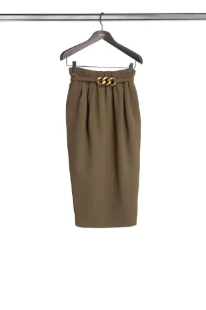 chain-detail pencil skirt