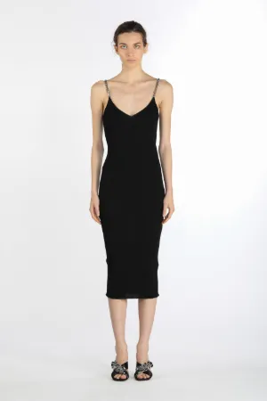 chain-detail ribbed dress