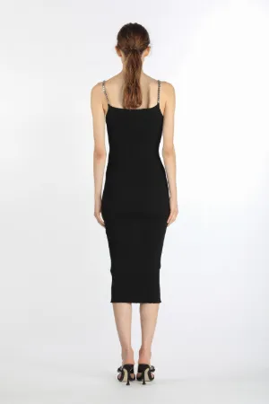 chain-detail ribbed dress