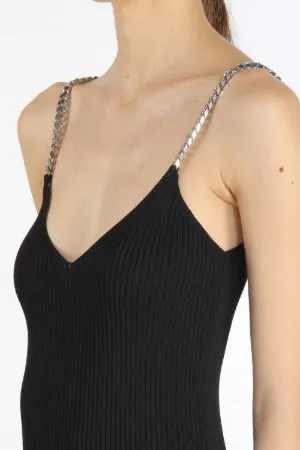 chain-detail ribbed dress