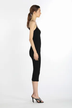 chain-detail ribbed dress