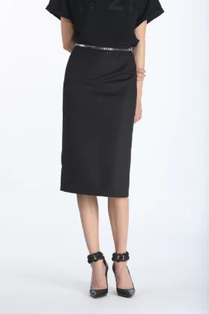 Chain-Embellished Pencil Skirt