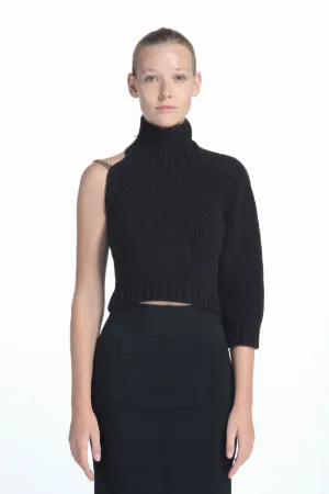 Chain-Strap One-Sleeved Jumper