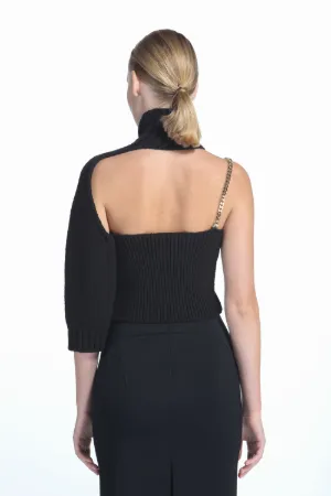 Chain-Strap One-Sleeved Jumper