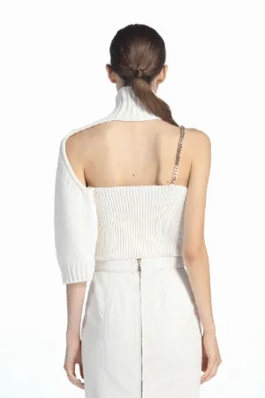Chain-Strap One-Sleeved Jumper