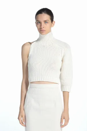 Chain-Strap One-Sleeved Jumper