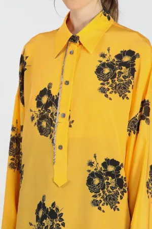 chain-trim floral print blouse