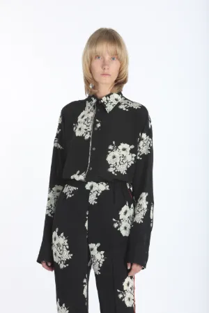 chain-trimmed floral print blouse