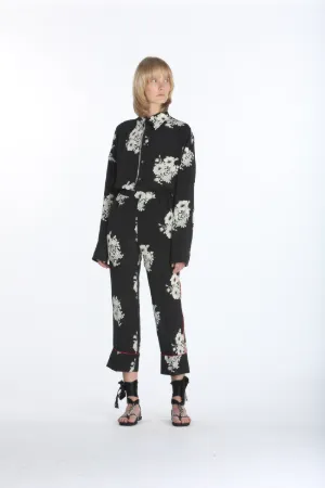 chain-trimmed floral print blouse