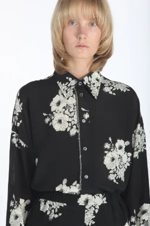 chain-trimmed floral print blouse