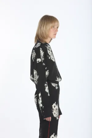 chain-trimmed floral print blouse