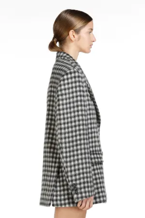 Checked Double-Breasted Blazer