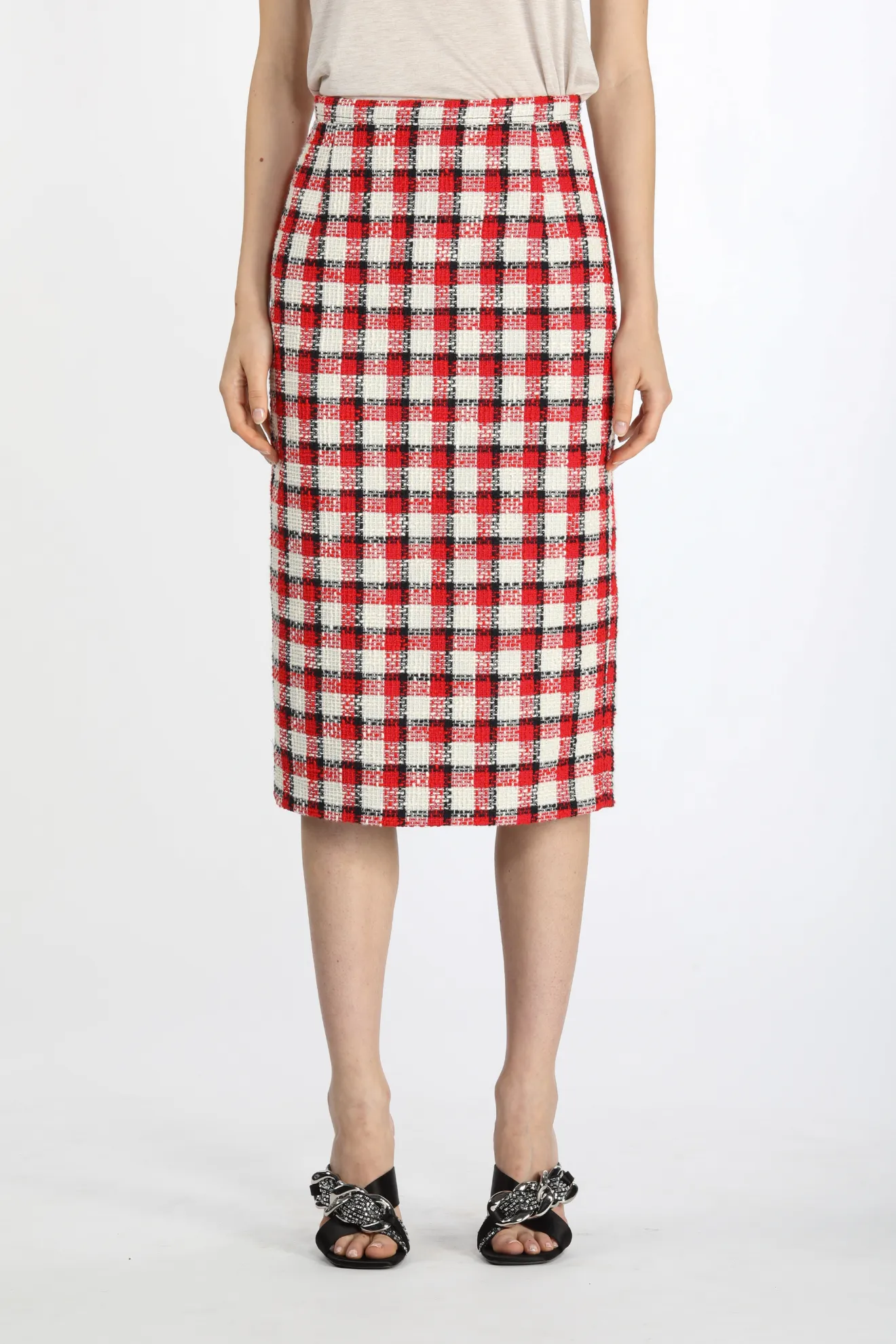 red gingham pencil skirt