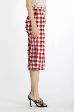 Checked Tweed Pencil Skirt