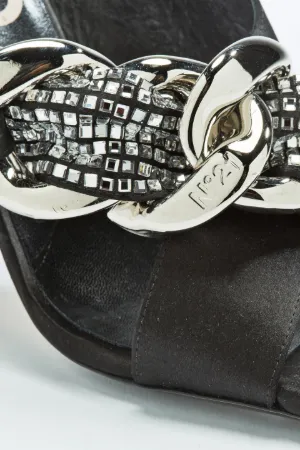 Chunky Chain And Crystal-Embellished Mules