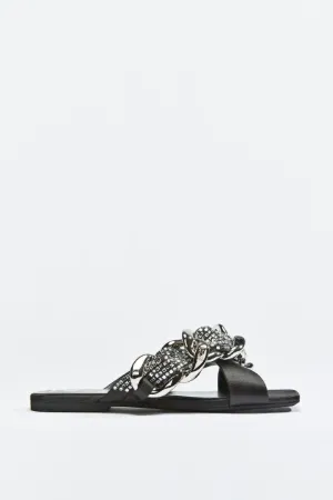 chunky chain crystal-embellished slides