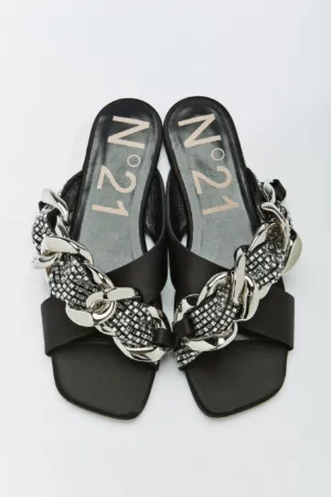 chunky chain crystal-embellished slides