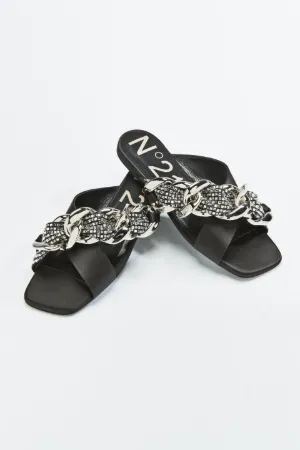 chunky chain crystal-embellished slides