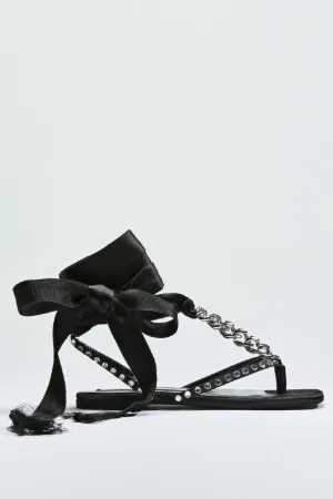 chunky chain crystal-embellished thong sandals
