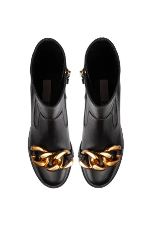 Chunky Chain-Embellished Ankle Boots