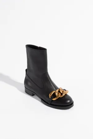 Chunky Chain-Embellished Ankle Boots