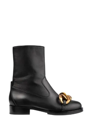 Chunky Chain-Embellished Ankle Boots