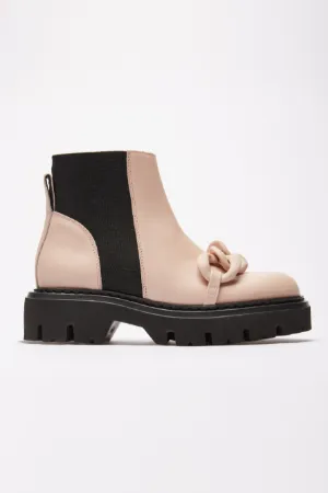 Chunky Chain-Embellished Ankle Boots